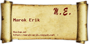 Marek Erik névjegykártya
